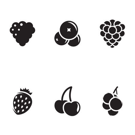 Set of black vector icons, isolated against white background. Flat illustration on a theme Berriesのイラスト素材