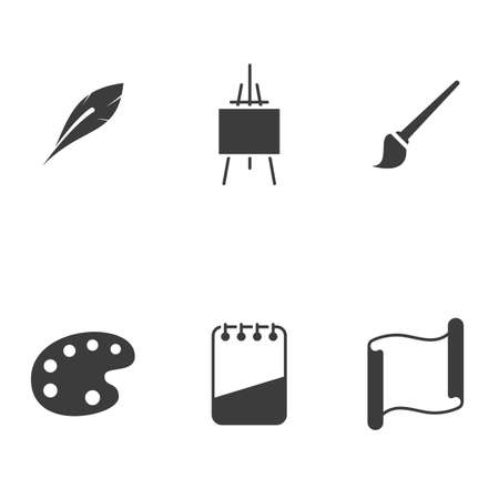 Set of black vector icons, isolated against white background. Flat illustration on a theme Artのイラスト素材