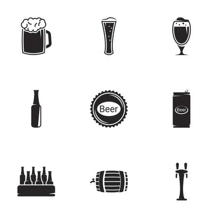 Icons for theme beer. White backgroundのイラスト素材