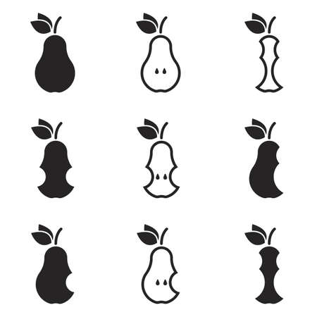 Icons for theme pear. Vector, icon, setのイラスト素材