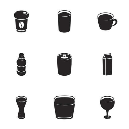Icons for theme beverages, vector, icon, set. White backgroundのイラスト素材