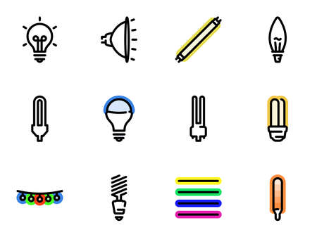 Set of black vector icons, isolated against white background. Illustration on a theme Types of Bulbsのイラスト素材