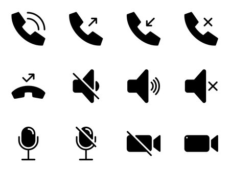 Simple vector icons. Flat illustration on theme voice messages, mobile phone interface web iconsのイラスト素材