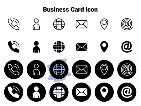 Simple vector icons. Flat illustration on a theme business card elements and symbolsのイラスト素材