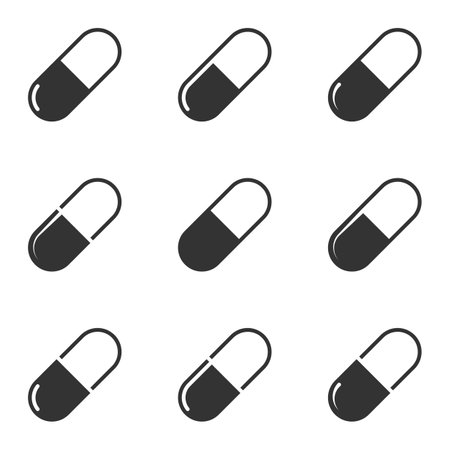 Set of objects on the theme of tablets and pillsのイラスト素材