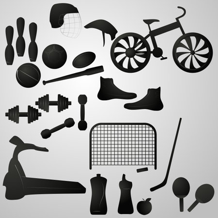 Set of objects on the theme of sport, healthy lifestyleのイラスト素材