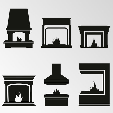 Set of objects on the theme of fireplacesのイラスト素材