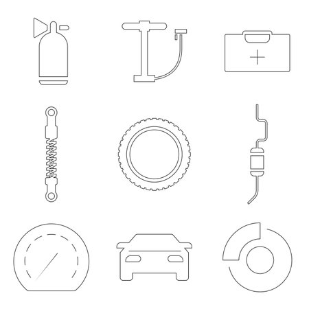 Set of objects on the theme of car detailのイラスト素材