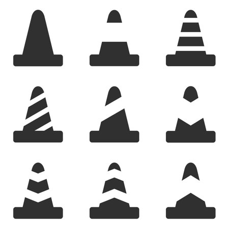 Set of objects on the theme of black traffic coneのイラスト素材