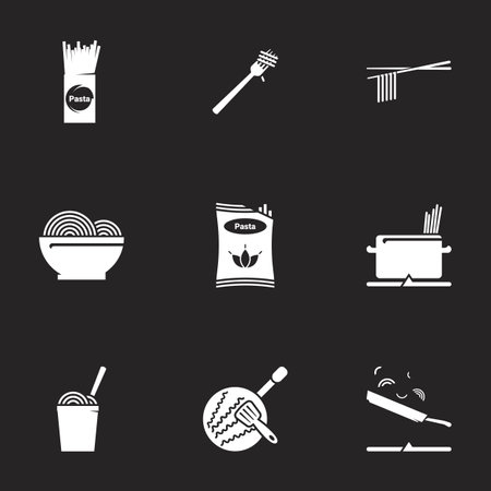 Icons for theme pasta. black backgroundのイラスト素材