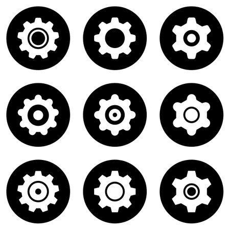 Set of simple icons on a theme settings, vector, design, collection, flat, sign, symbol, element, object, illustration, isolated. white backgroundのイラスト素材