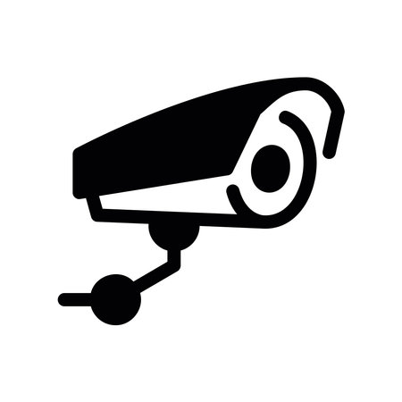Security camera icon showing connection points or wiring installation detailsのイラスト素材