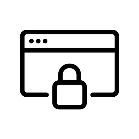 Outline application window with padlock icon signifying secure connection statusのイラスト素材