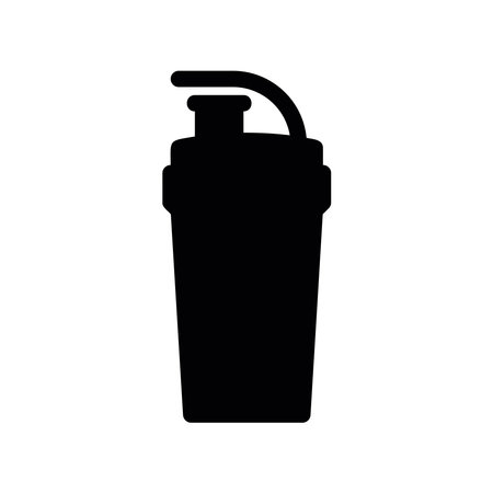 Solid shaker bottle icon used for mixing protein shakes or supplementsのイラスト素材