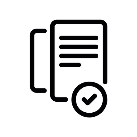 Outline document in context with checkmark indicating approval or completion statusのイラスト素材