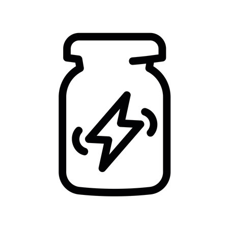 Solid glyph icon of a jar with lightning bolt, energy supplement powder symbolのイラスト素材