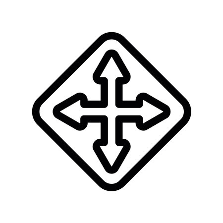 Four way directional arrows within a diamond frame for navigation UI iconのイラスト素材