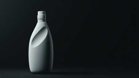 Minimalist bottle stands out against a dark background.の素材