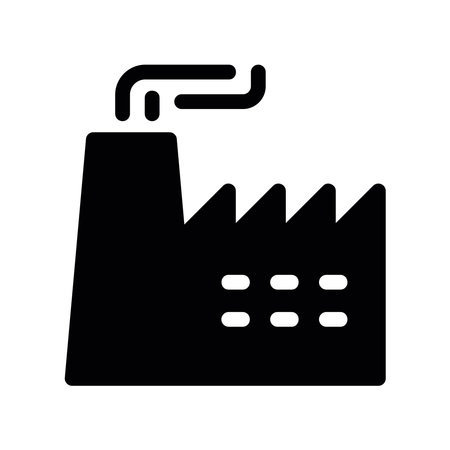 Industrial factory building icon representing manufacturing plant and production siteのイラスト素材