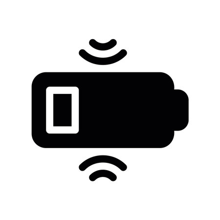 Symbol of a nearly depleted battery receiving power wirelesslyのイラスト素材