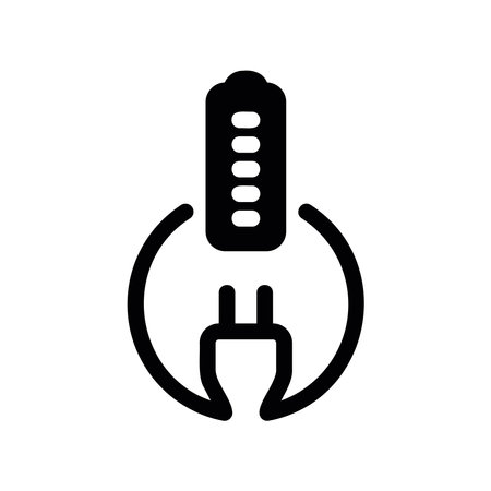 Stylish Plug and Battery Symbol Representing Power Rechargeのイラスト素材