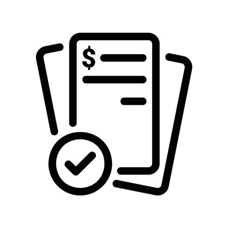 Payment Confirmation or Verified Invoice Line Art Illustrationのイラスト素材