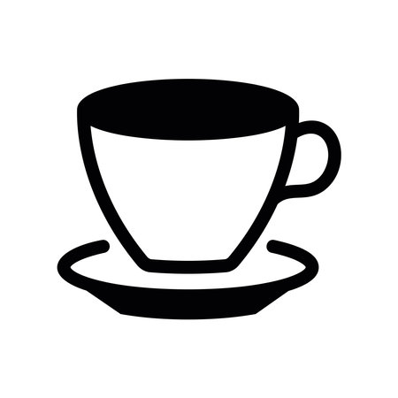 Monochrome Teacup with Saucer, Beverage Symbolのイラスト素材