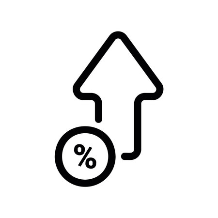 Financial Improvement or Rate Hike Represented by a Line Art Iconのイラスト素材
