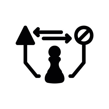 Pawn with Arrows Representing Possible and Forbidden Movesのイラスト素材