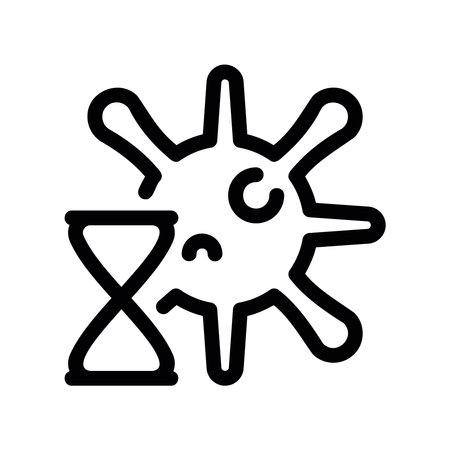 Line art of a microbe and a timer, symbolizing a pandemic timelineのイラスト素材