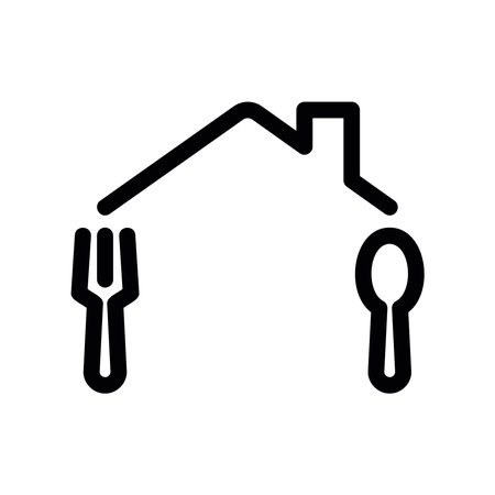 House Icon with a Fork and Spoon Symbolizing a Mealのイラスト素材