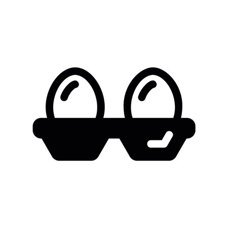 Simple graphic icon showing a pair of oval eggs in a protective trayのイラスト素材