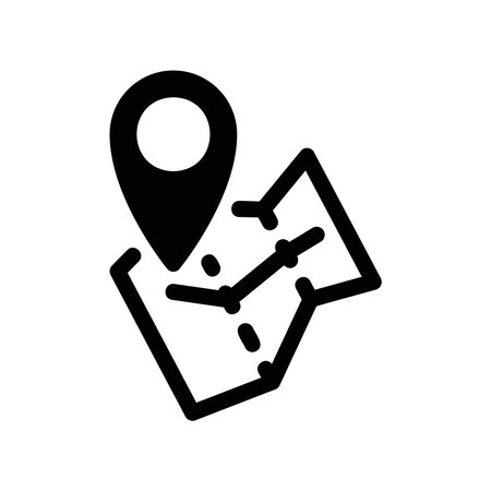 Stylized Navigation Icon Showing a Place Marker on a Folded Routeのイラスト素材