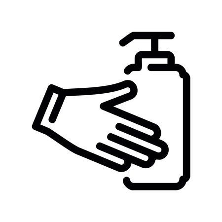 Hand washing and disinfection procedure shown with a dispenserのイラスト素材
