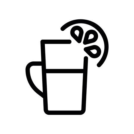 Minimalist icon of a beverage cup decorated with a citrus wedgeのイラスト素材