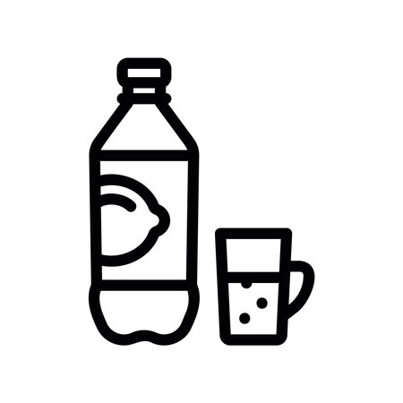 Line art icon of a citrus beverage with its serving glassのイラスト素材