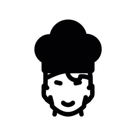 Black and White Icon Representing a Professional Cook or Bakerのイラスト素材