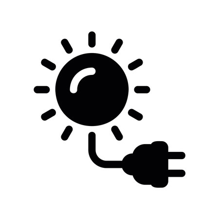 Renewable Power Source from the Sun Glyph Icon Symbolのイラスト素材