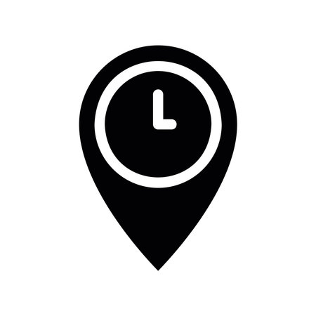 Geolocation Marker with a Time Symbol for Scheduled Locationのイラスト素材