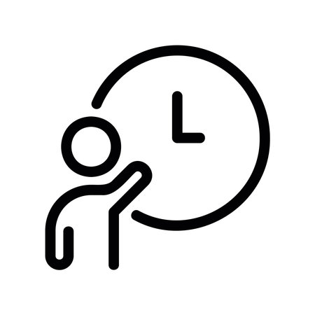 Line Art of a Human Figure and a Timepiece for Schedulingのイラスト素材