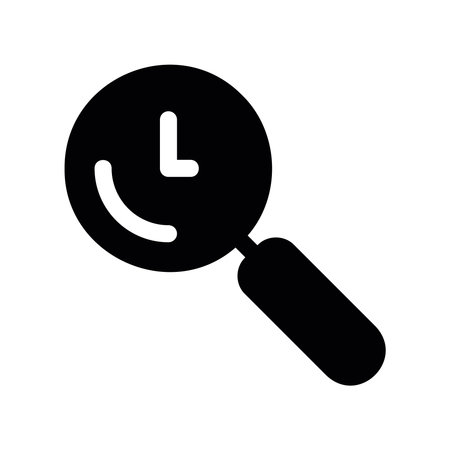 Reviewing a Schedule with a Magnifying Glass Iconのイラスト素材