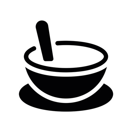 Food Preparation or Grinding Symbol with a Bowl and Utensilのイラスト素材