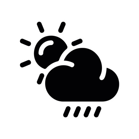 Simple black vector icon with a theme sunny, rainy weatherのイラスト素材