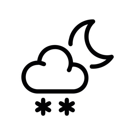 Simple black vector icon with a theme snow at nightのイラスト素材