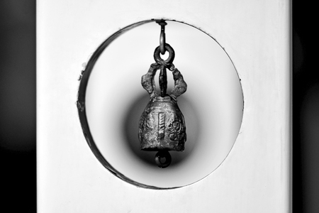 Bell hanging chair in templeの写真素材