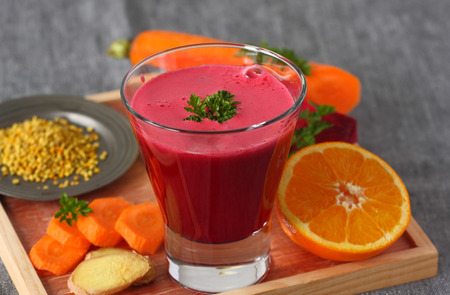Beetroot ,orange and ginger smoothieの写真素材