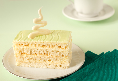Green color frosting cakeの写真素材