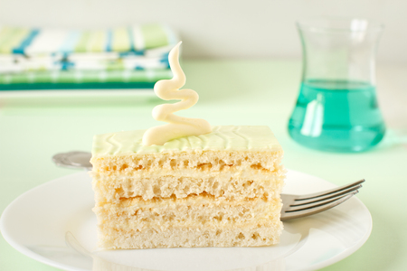 Green color frosting cakeの写真素材