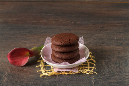 Double chocolate chip cookiesの写真素材