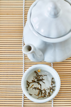 Fresh green tea leavesの写真素材
